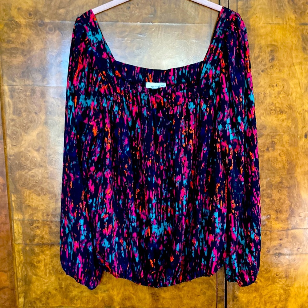 Allison Joy Evereve Blouse Square Neckline Jewel Tones Made in USA